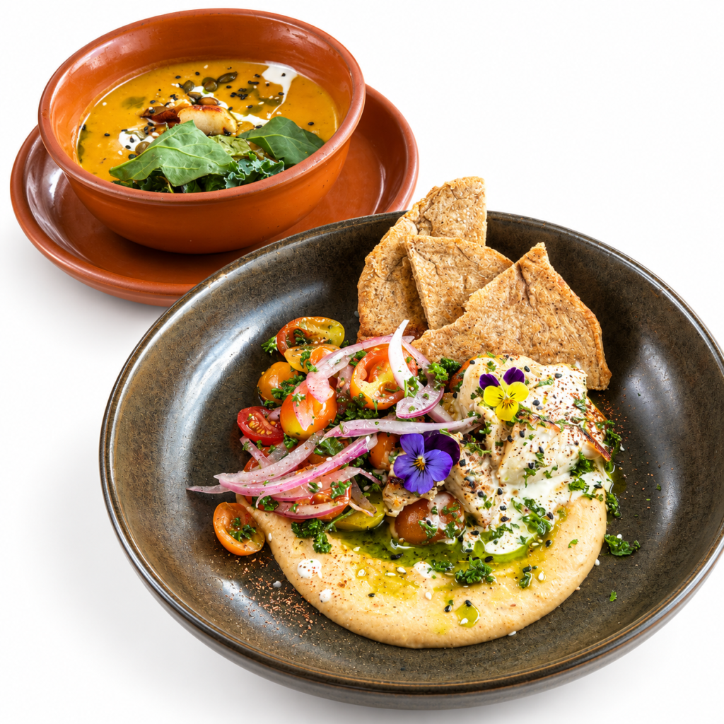 Pollo Shawarma con Hummus Cremoso